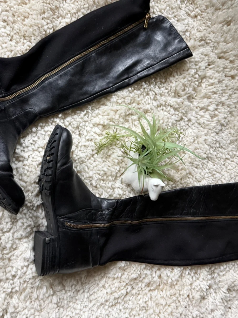 Classic Michael Kors Black Leather cute design Over-the-Knee Riding Boots with L